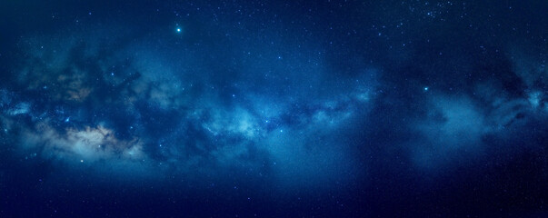 Sticker - A dark blue background with stars, galaxies, and space dust. Viewing the universe in an abstract manner.