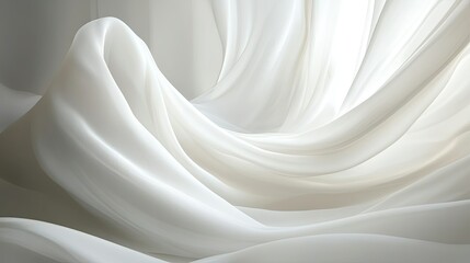 Poster - Soft, abstract white curves flowing across the scene, simple and calming.