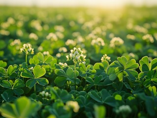 Sticker - Close Up of Clover Flowers in a Field