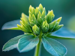 Poster - Green Flower Buds: A Close Up Macro Photography