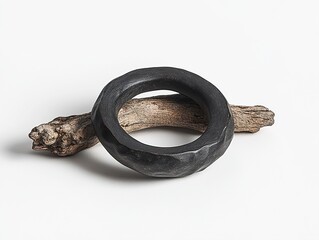 Sticker - Black Wooden Bracelet with Driftwood - Minimalist Jewelry