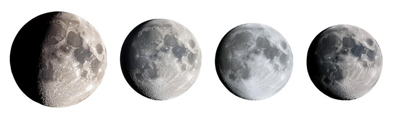 phases of the moon on a white isolate background.