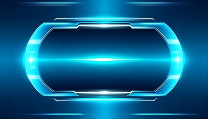 Futuristic Abstract Background Featuring Blue Glowing Technology with Sci-Fi Frame and UI Elements