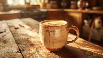 Wall Mural - Warm and Cozy Mug on Rustic Table