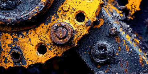 Poster - A rusty yellow object with black spots
