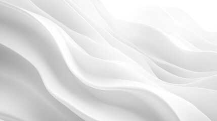 Poster - Abstract white waves softly curving across the background, smooth and minimalist design.