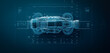 © DBFilms - High-tech visualization of an automotive engine's internal configuration, displaying its various components and detailed blueprint layout for advanced engineering applications.