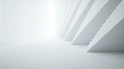 Poster - Minimalist white surface with faint geometric patterns softly fading into the background.