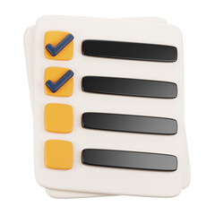 Fototapete - 3d rendering office icon concept. 3d render checklist