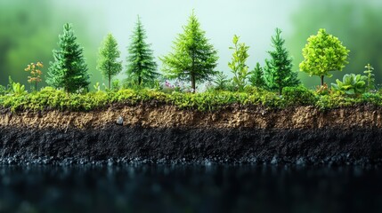 Sticker - Cross-section of Soil Layers with Trees and Plants