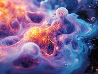 Poster - Cosmic Abstract Art: Nebula and Galaxy Inspired Digital Painting