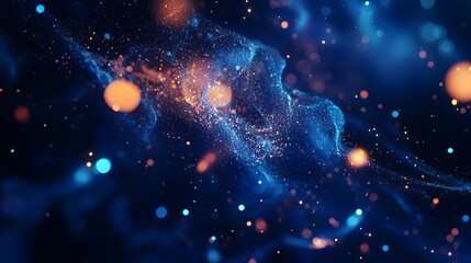 Dark blue and glow particle abstract background. 