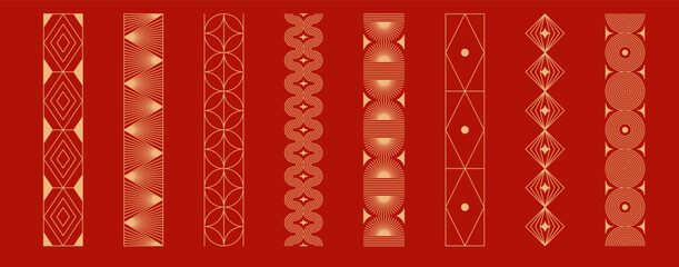 Poster - Vector set of design elements  in simple linear style - border logo design elements and frames for stories, posts, prints, Chinese New Year frames and vector illustrations