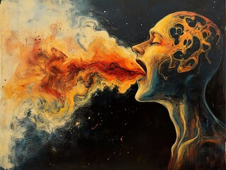 Poster - Abstract Expression of Inner Fire and Cosmic Thoughts