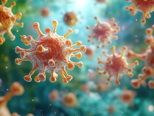 Wall Mural - microscopic view of a virus: a detailed 3d illustration