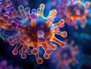 Wall Mural - microscopic view of a virus: a colorful exploration of science