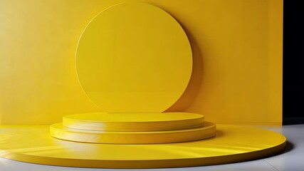 Wall Mural - a yellow platform with three tiers is set against a yellow wall