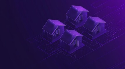 Fototapete - This is a concept illustration of a smart home with an Internet of Things concept. The control center features a surveillance camera, a computer, and a laptop.