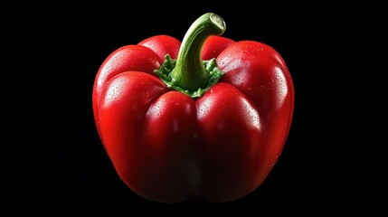 Canvas Print - Red Bell Pepper on Black Background