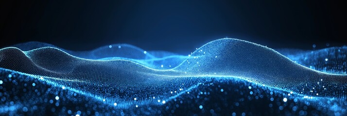 Poster - A blue wave with a lot of sparkles. The wave is very long and it looks like it is moving