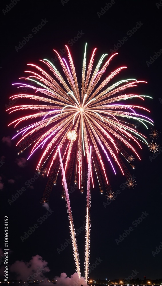Colorful greetings for Happy New Year 2025 with dazzling fireworks and ...