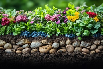 Wall Mural - Beautiful Flowerbed with Stones