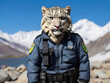 © Nuri_Moon - animal snow leopard dressed as a police rescuer uniform AI generated