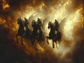 Sticker - The Four Horsemen of the Apocalypse: A Dramatic Painting