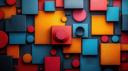 Wall Mural - Abstract Geometric Pattern with Colorful Shapes