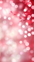 Red bokeh lights on a red background, a Valentine's Day or wedding backdrop.