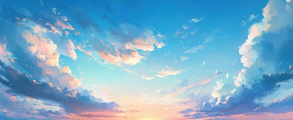 Wall Mural - Cloudy Sunset Sky.