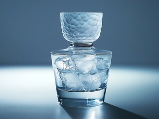 Wall Mural - Crystal Clear Ice Cubes in a Glass