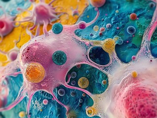 Wall Mural - microscopic view of a cell: a colorful exploration of life's building blocks