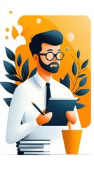 Poster - a salesperson reviewing their call notes after a tough conversation, determined to follow up and tur