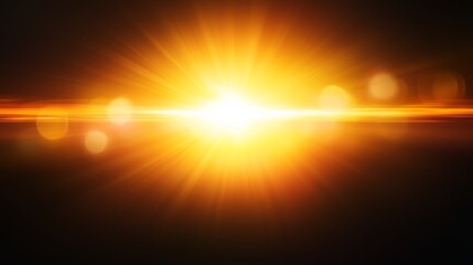 Poster - a striking yellow lens flare emanates from the center, with bright beams of light extending outward 