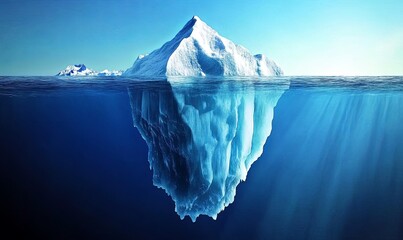 Wall Mural - a large iceberg floats in the ocean with a significant portion submerged.
