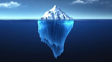 Wall Mural - a large iceberg floats in the ocean with a small portion visible above the water. the majority of th