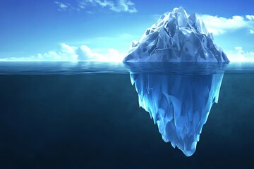 Wall Mural - a large iceberg floats in the ocean with only a small portion visible above the waterline.
