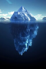 Wall Mural - a large iceberg floats in the ocean, with only a small portion visible above the waterline.