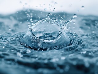 Wall Mural - Water Drop Splash: A Close-Up Macro Photograph