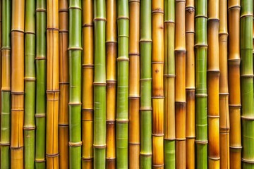 Poster - Close-up of bamboo wall showing intricate texture and green-yellow patterns