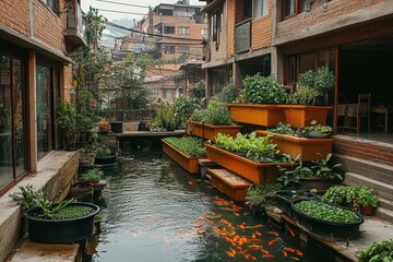 Canvas Print - Urban Oasis: A Tranquil Canal in the Heart of the City