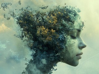 Poster - Woman Transformed into a Tree: A Surreal Portrait of Nature