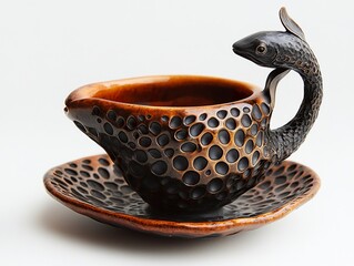 Sticker - Fish-Shaped Teacup and Saucer: A Unique and Artistic Design