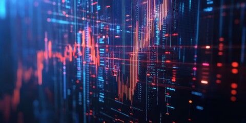 Aufkleber - Modern Digital Abstract 3D Background with Floating Cryptocurrency Icons and Trading Algorithms