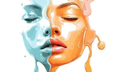 Captivating Abstract Digital Painting of a Woman's Ethereal,Fluid Face