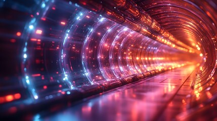 Wall Mural - Mesmerizing Futuristic Tunnel of Endless Colorful Lights and Energy