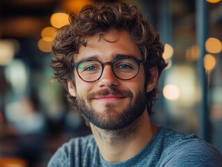 Canvas Print - Smiling Man with Glasses - Portrait Photography