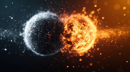 Wall Mural - dual worlds colliding: two abstract worlds, one dark and one light, colliding with one another