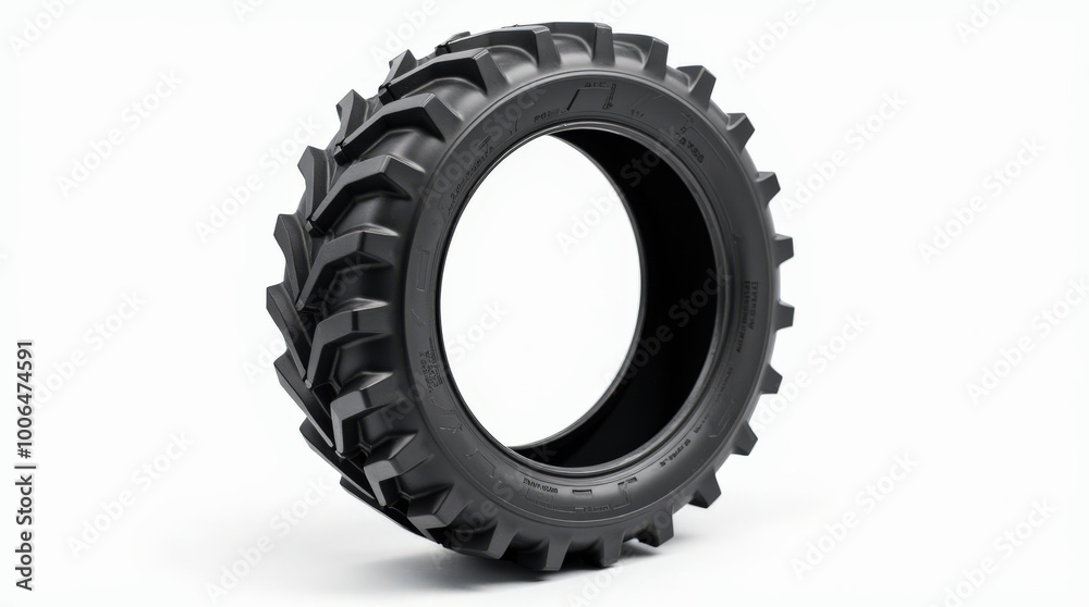 High-Quality Tire Image: Off-Road, Tractor, and All-Terrain Tire on White Background for Automotive and Industrial Use